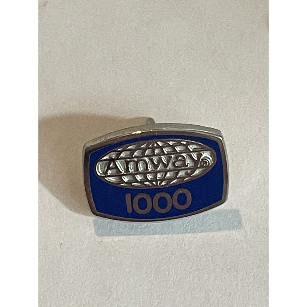 Vintage Amway 1000 Achievement Service Award Pin lapel tie silver tone blue 10k